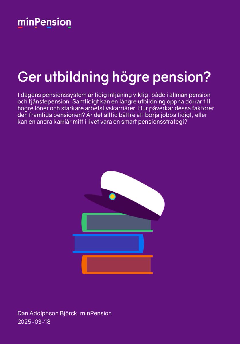 Antagningen till HT2025 på högskola och universitet har öppnat. Ny rapport från minPension - ’Ger utbildning högre pension?’
Pressmeddelande: bit.ly/4he6NRr 
Rapport: bit.ly/4hzxGzv