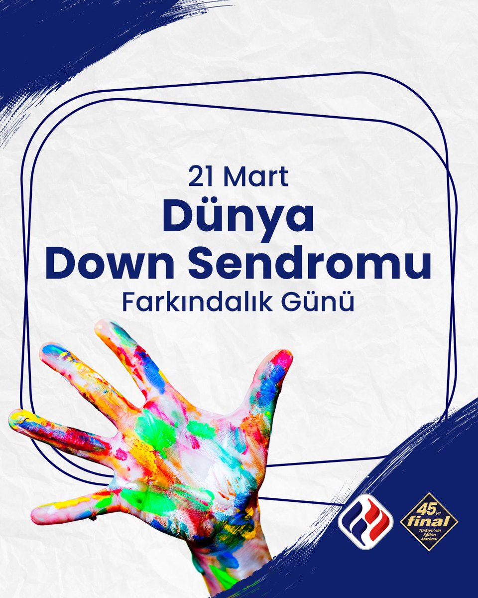 Bugün, farklılıkların güzelliğini hatırlama günü. 🫰🏻
Down sendromlu bireyler; sevgileriyle, içtenlikleriyle ve hayata kattıkları renklerle aramızda kocaman bir yer tutuyor. 
21 Mart Dünya Down Sendromu Günü kutlu olsun!  💙
#DownSendromuFarkındalıkGünü #FinalOkulları