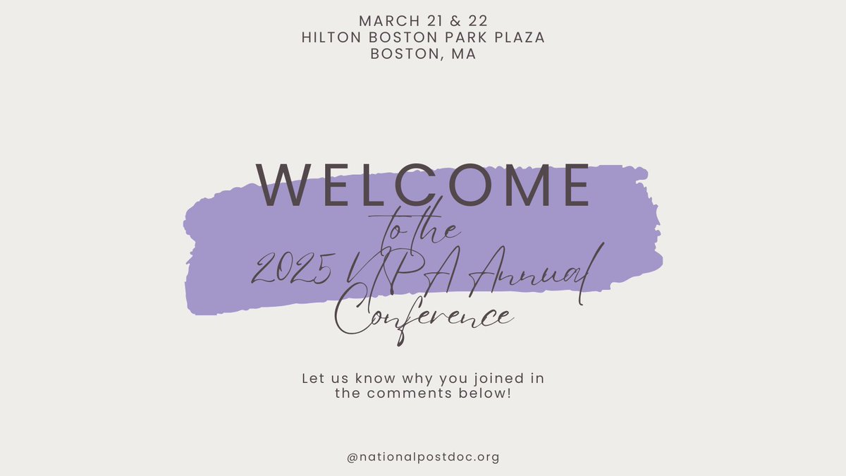 nationalpostdoc's tweet image. Welcome to the 2025 NPA Annual Conference! Follow along for updates from the largest national conference and networking event dedicated to the postdoctoral community // #NPA2025AC #postdocs #postdoctoralscholars #postdocoffices #postdocassociations #conference #networking #Boston
