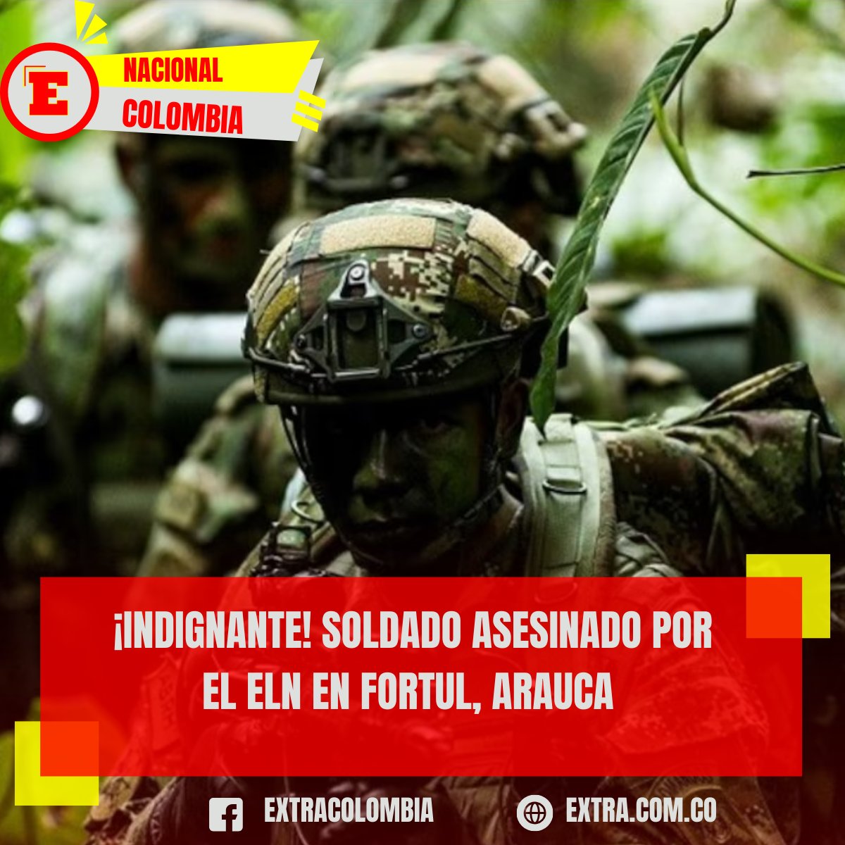 🚨 #Urgente | ELN asesina a soldado con francotirador en Fortul, Arauca. La víctima, el soldado Brayan Steven Macuace Ortiz, fue atacado mientras realizaba labores de seguridad en la zona. #ELN #Noticias #FFMM #Colombia