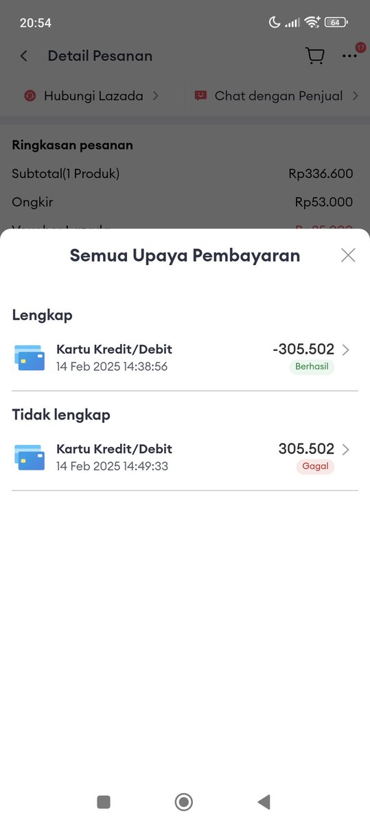 nsnsrn's tweet photo. Halo @LazadaID @HaloBCA
Saya  bertransaksi 1x tapi saya kena potong 2x di lazada id menggunakan cc bca.
Kronologi:
- tanggal 14 Feb saya membeli susu di lazada id sebesar Rp. 305.502, no transaksi 1611520894421114
- entah kenapa transaksi 1 gagal sehingga saya mencoba lagi. https://t.co/UWPRjoctTx