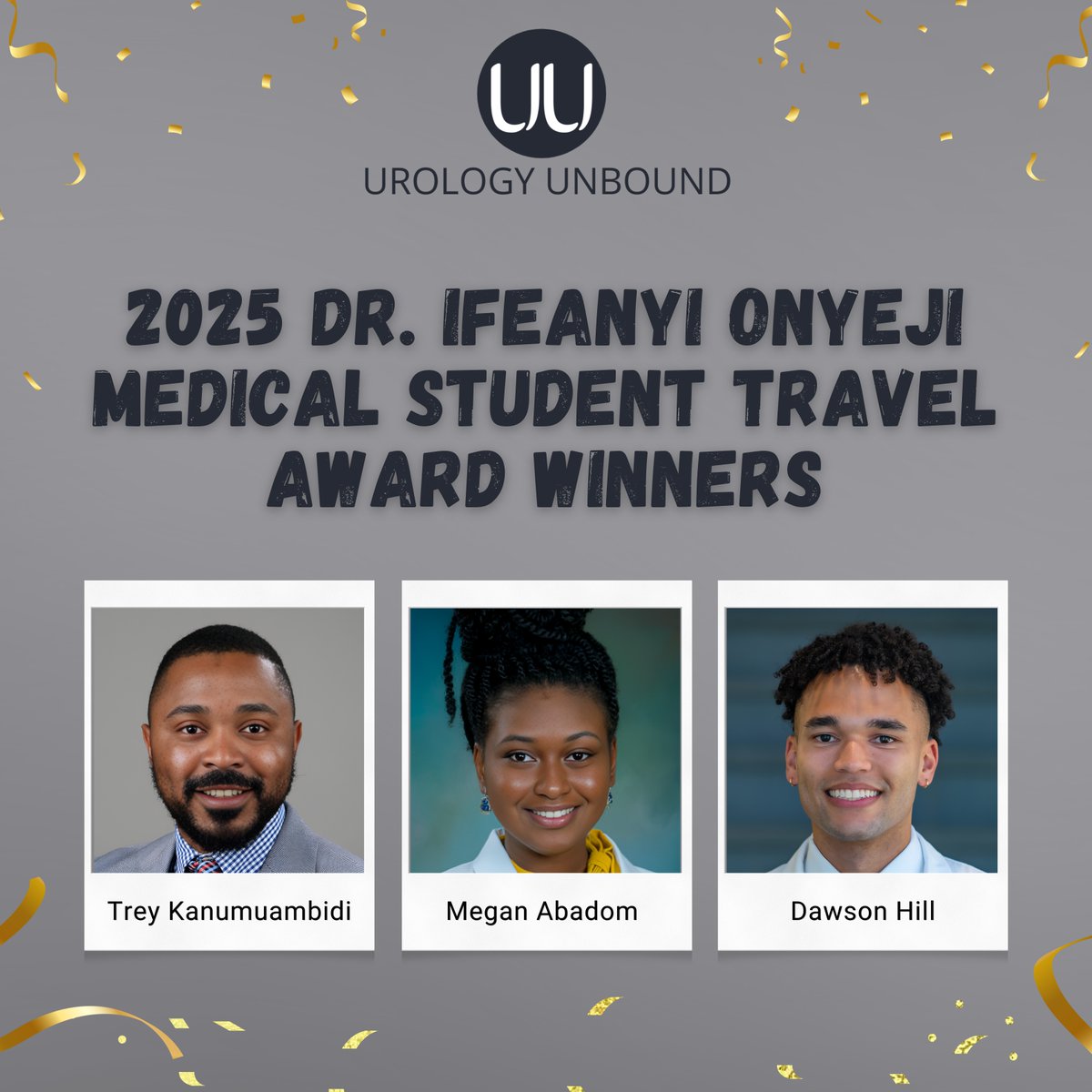 Urology Unbound: Urology Interest Group (@urounbound_ig) on Twitter photo Meet the 2025 Dr. Ifeanyi Onyeji Medical Student Travel Award Winners! 🎉 Honoring excellence & amplifying Black medical student voices.
Congrats to Mr. Jean-Pierre Kanumuambidi, Ms. Megan Abadom & <a href="/Daws_Hill/">Dawson Hill</a>
Wishing them success as they shine at #AUA25 in Las Vegas! Meet the 2025 Dr. Ifeanyi Onyeji Medical Student Travel Award Winners! 🎉 Honoring excellence & amplifying Black medical student voices.
Congrats to Mr. Jean-Pierre Kanumuambidi, Ms. Megan Abadom & <a href="/Daws_Hill/">Dawson Hill</a>
Wishing them success as they shine at #AUA25 in Las Vegas!