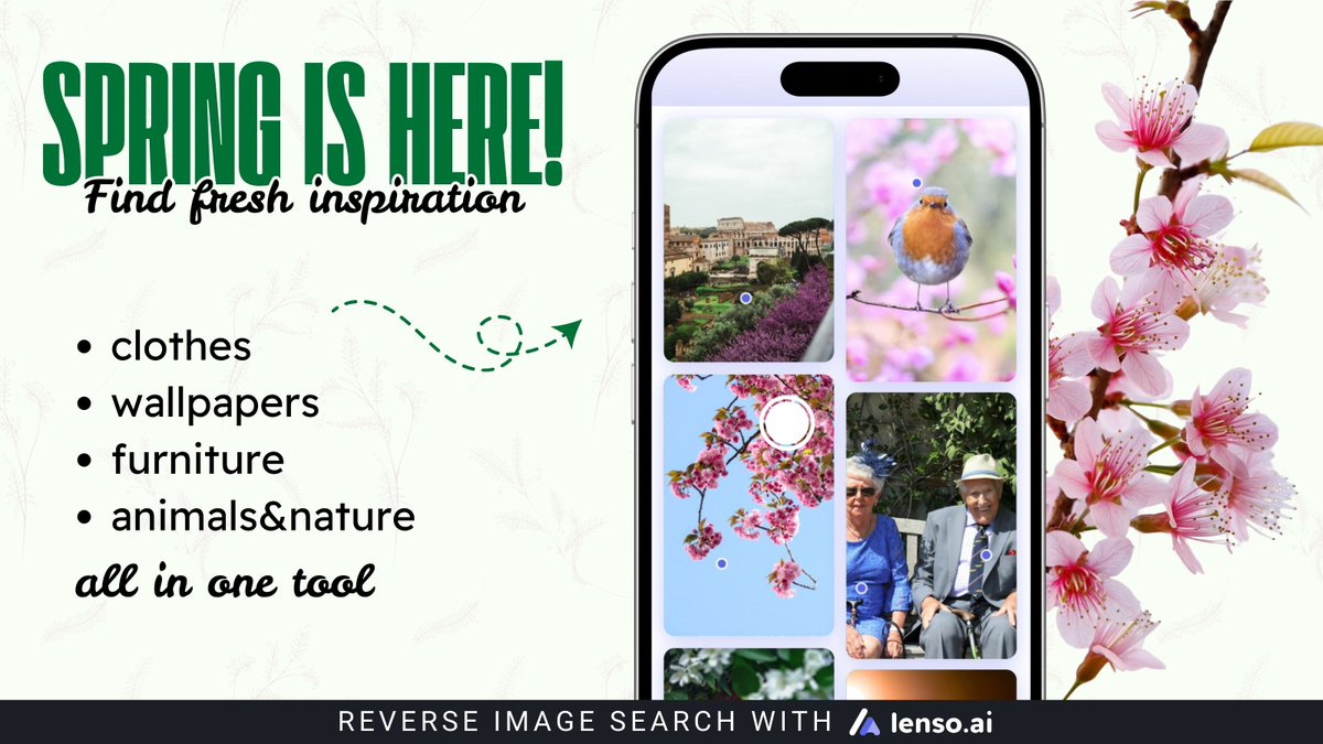 Lenso_AI's tweet image. Time for a breath of fresh air!
Go to lenso.ai and find inspiration 🌺🌸

#reverseimagesearch #spring #inspiration #imagesearch
