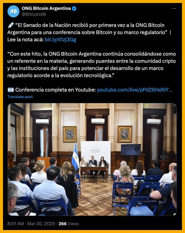 tdn21079's tweet photo. The Argentine National Senate 🇦🇷 hosted the NGO Bitcoin Argentina for the first time to attend a conference on Bitcoin and its regulatory framework. https://t.co/aM5gKVyXBL
