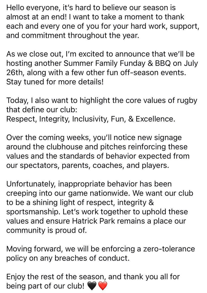 RaineyRFC's tweet photo. A message from our chairman, Bobby Carmichael. 🔴⚫️🏉 https://t.co/4M8l8GwttT