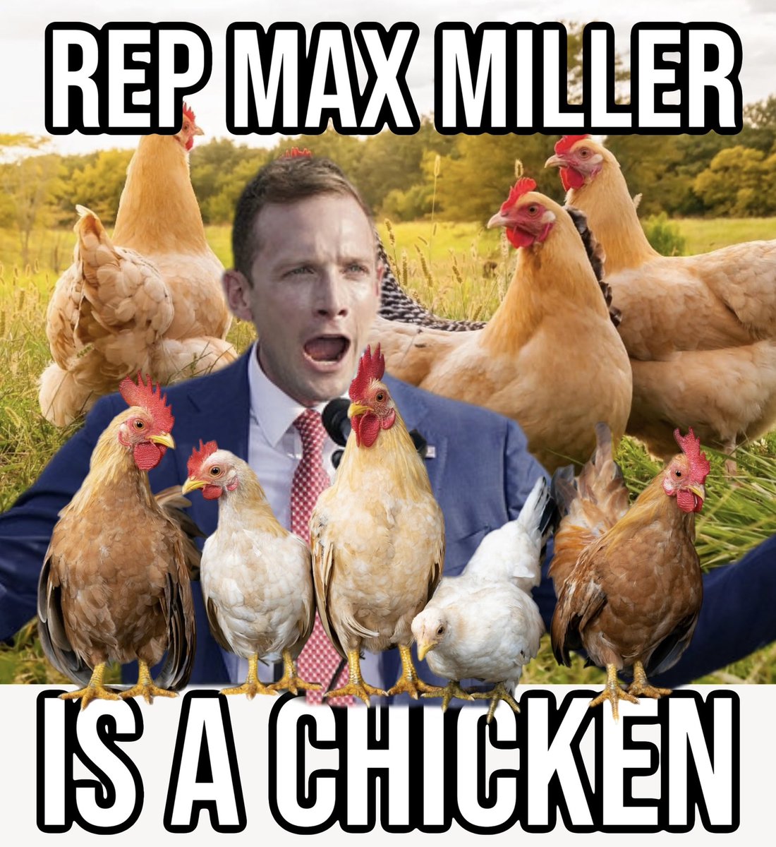 LarryTenney's tweet photo. @RepMaxMiller Miller is a CHICKEN afraid of holding an in-person Town Hall

@berniemoreno's daughter says Max is an abusive addict. Voters deserve to know if she is lying https://t.co/uKetxhygs3