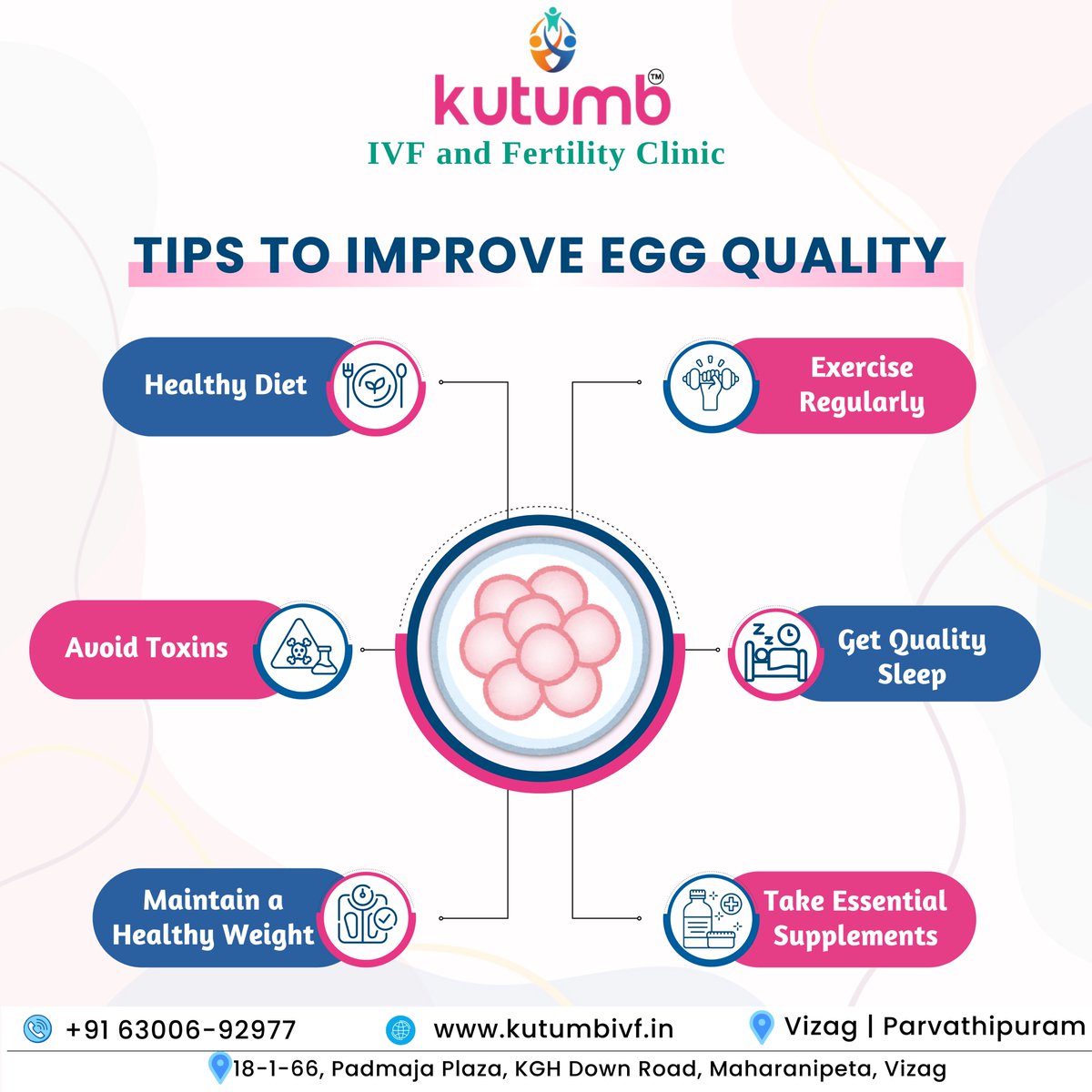 ✨ TIPS TO IMPROVE EGG QUALITY ✨

#ImproveEggQuality #FertilityTips #HealthyConception #pregnancy #parenthood #ivf #ivfcost #testtubebaby #testtubebabycentre #ivftreatment #ivftreatmentprocess #ivfclinic #bestivfclinic #ivfcentre #ivfhospital