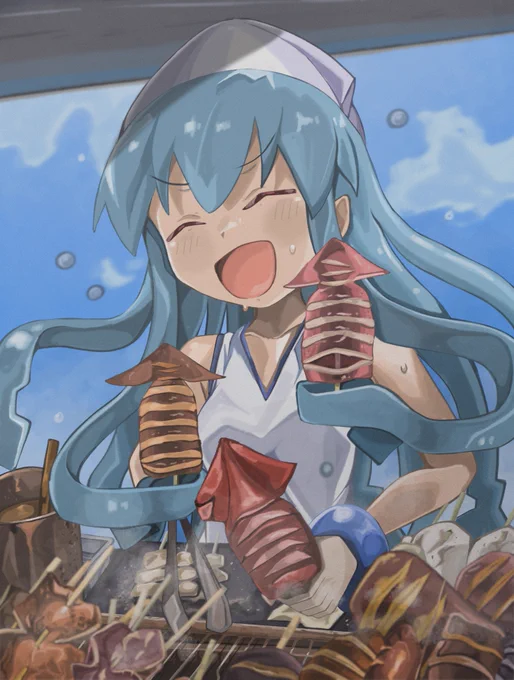 イカを焼くイカ娘