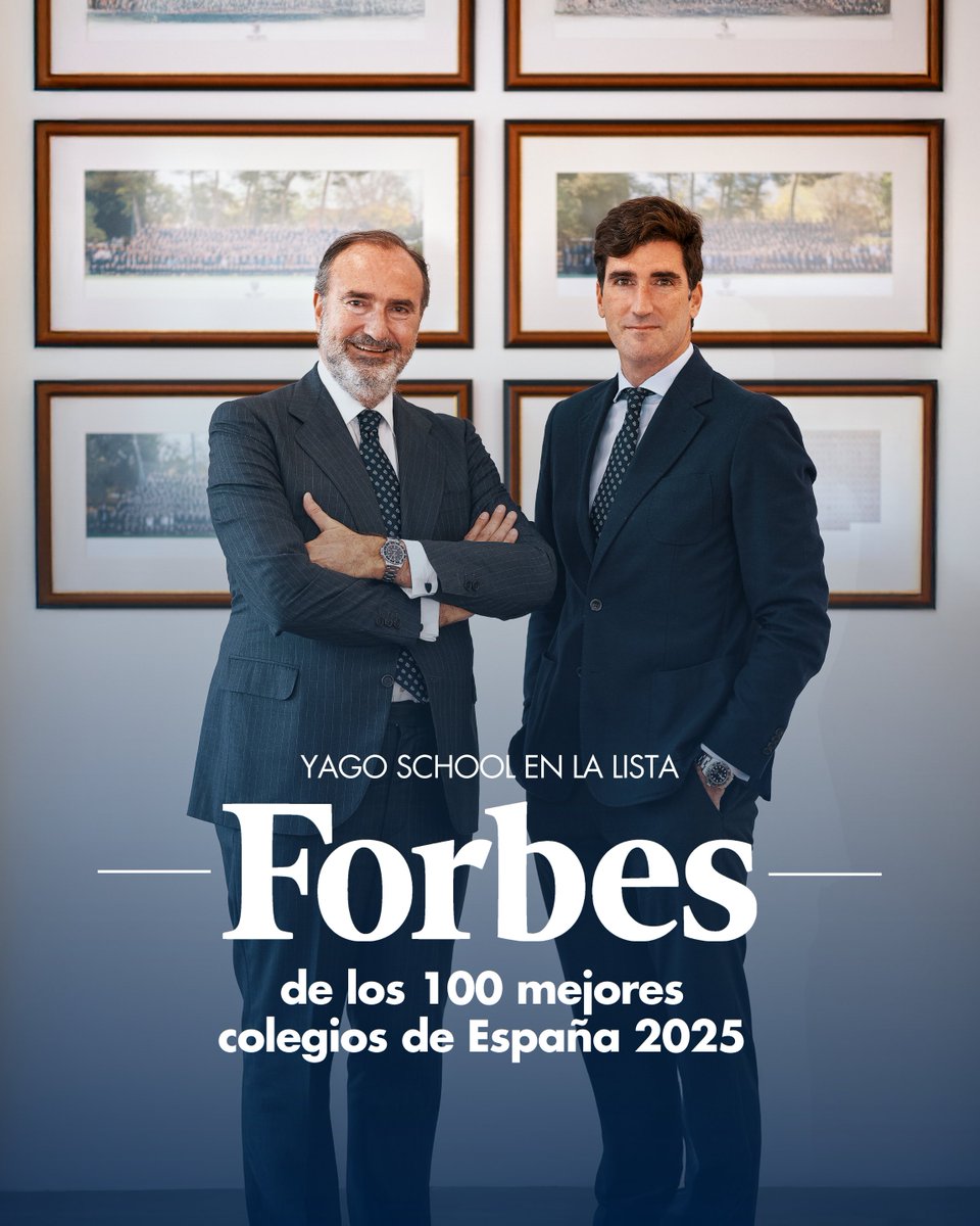 🏆 Estamos un año más en la exclusiva lista de los 𝟭𝟬𝟬 𝗺𝗲𝗷𝗼𝗿𝗲𝘀 𝗰𝗼𝗹𝗲𝗴𝗶𝗼𝘀 𝗱𝗲 𝗘𝘀𝗽𝗮ñ𝗮 𝟮𝟬𝟮𝟱 según la prestigiosa revista <a href="/Forbes_es/">Forbes_es</a>.

¡Gracias a cada familia, alumno y miembro del equipo #YagoSchool que hace posible que sigamos siendo un referente!
