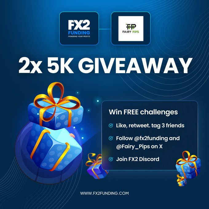 Fairy_Pips's tweet photo. 🎁 2 x 5K$ GIVEAWAY 🎁

1- Follow @Fairy_Pips &amp; @fx2funding 

2- LIKE, RT &amp; Tag 3 friends

3- Join discord https://t.co/8rR72LWItU 

Also Follow : @Pip_Vortex , @Jalo_Fx &amp; @muhammadaminuel . https://t.co/Q5Ix6pkgB8