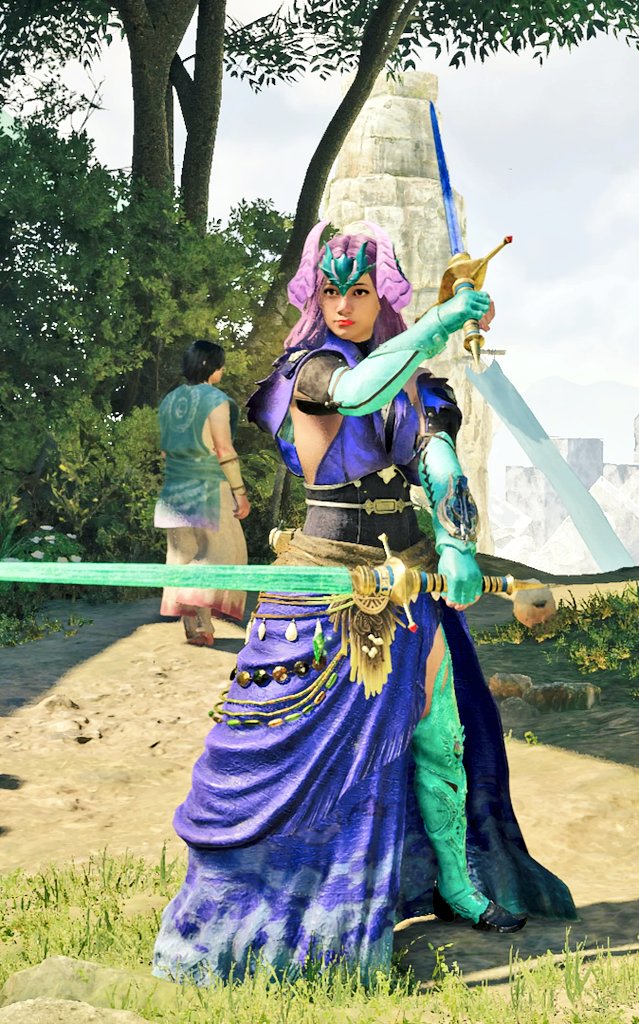 Chro88's tweet photo. ゼノブレイド2より！カグツチを再現しました！⚔️🔥💙

#モンハンワイルズ                        
#MHWilds                        
#MHWsOBT
#重ね着コーデ
#モンハン重ね着
#まちゅりコス https://t.co/3NgsbcggfQ
