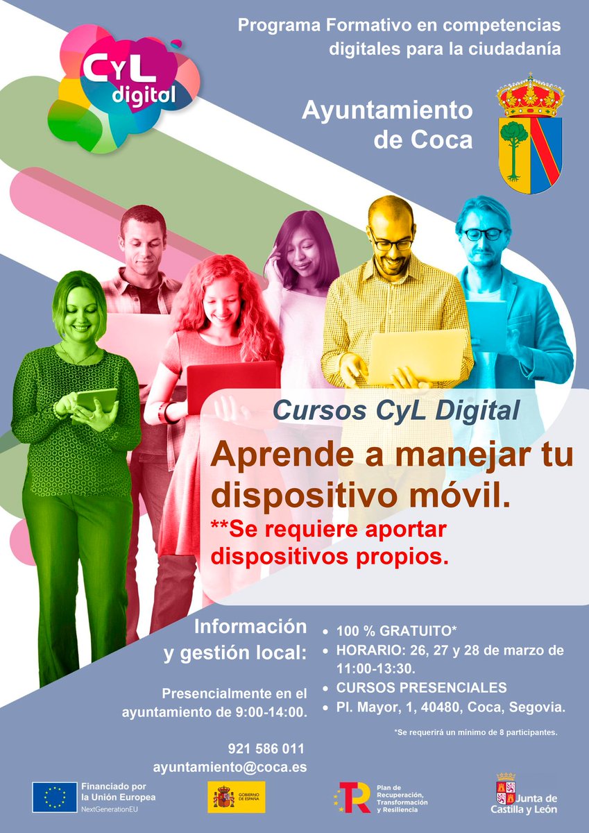Curso gratuito "Aprende a manejar tu dispositivo móvil":
ayuntamientodecoca.com/2025/03/curso-…