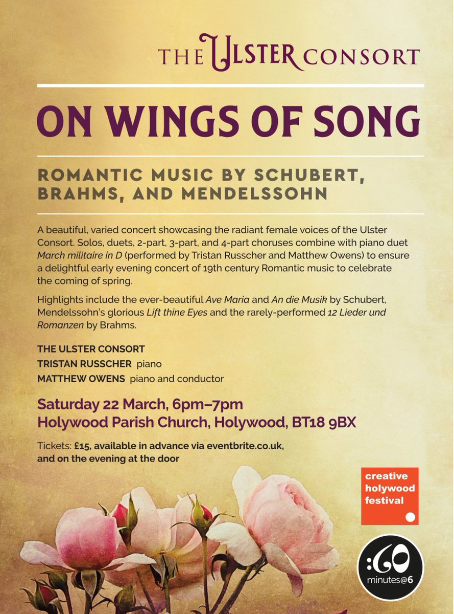 Matthew Owens (@matthewowensuk) on Twitter photo The <a href="/ulsterconsort/">The Ulster Consort</a>, Tristan Russcher and I are looking forward to performing beautiful music by Schubert, Mendelssohn, and Brahms on Sat 22 March from 6-7pm, as part of the <a href="/CreativeHolywo1/">Creative Holywood</a> Festival. Tickets at the door or, in advance, via this link: eventbrite.co.uk/e/on-wings-of-… The <a href="/ulsterconsort/">The Ulster Consort</a>, Tristan Russcher and I are looking forward to performing beautiful music by Schubert, Mendelssohn, and Brahms on Sat 22 March from 6-7pm, as part of the <a href="/CreativeHolywo1/">Creative Holywood</a> Festival. Tickets at the door or, in advance, via this link: eventbrite.co.uk/e/on-wings-of-…