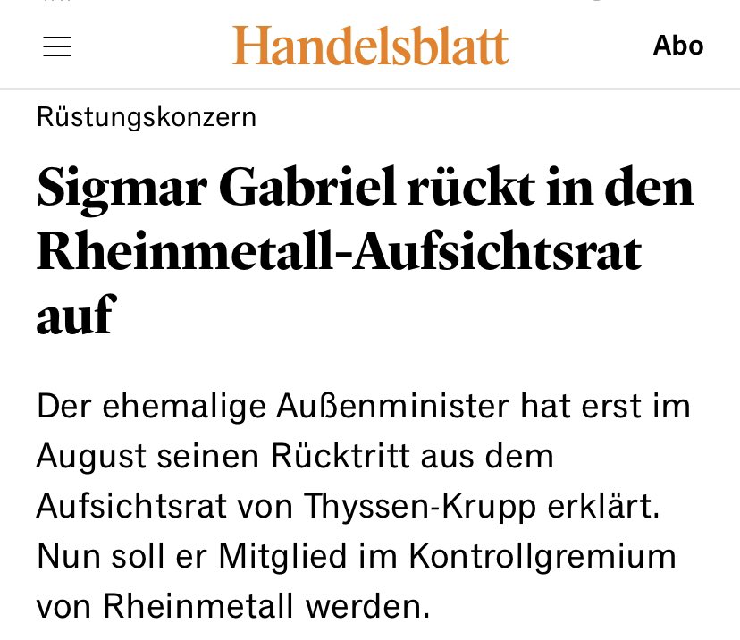 ElliotStabler92's tweet photo. Wieso wird bei jedem Auftritt in Talkshows verschwiegen, dass Gabriel im Aufsichtsrat bei Rheinmetall sitzt? https://t.co/Diy8vZ80Su