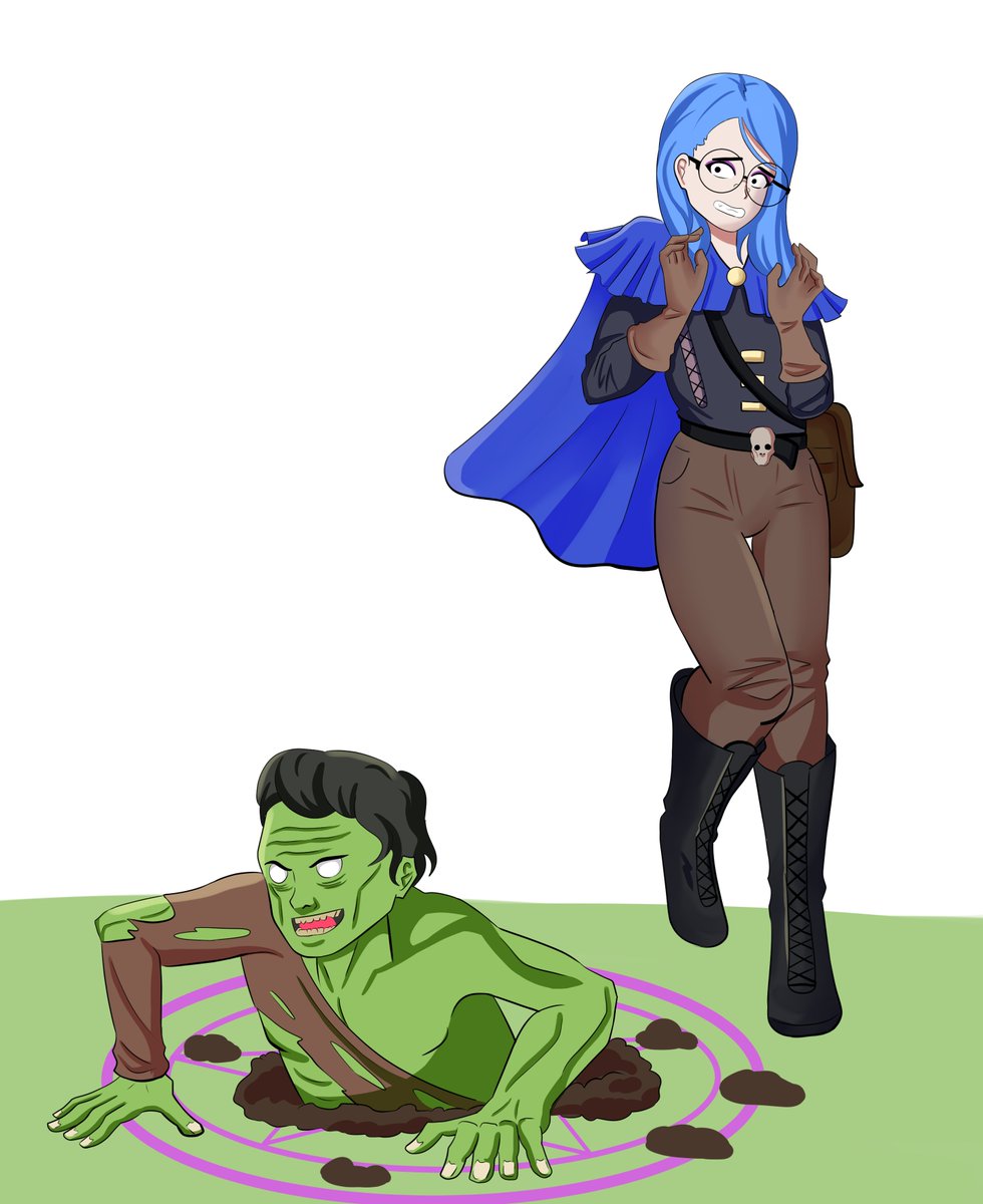 Pathogenus's tweet image. Lydia, necromancer's apprentice who gets creeped out by the undead.

#characterdesign