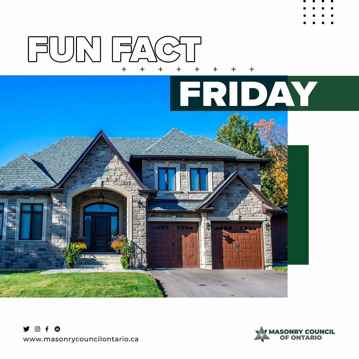 MasonryCouncil's tweet image. SUSTAINABILITY: Did you know that masonry products are more sustainable compared to other building materials' life-cycle analysis that considers materials and occupancy-related building energy consumption?  .
.
.
.
.
.
#FunFactFriday #Brick #Block #Stone