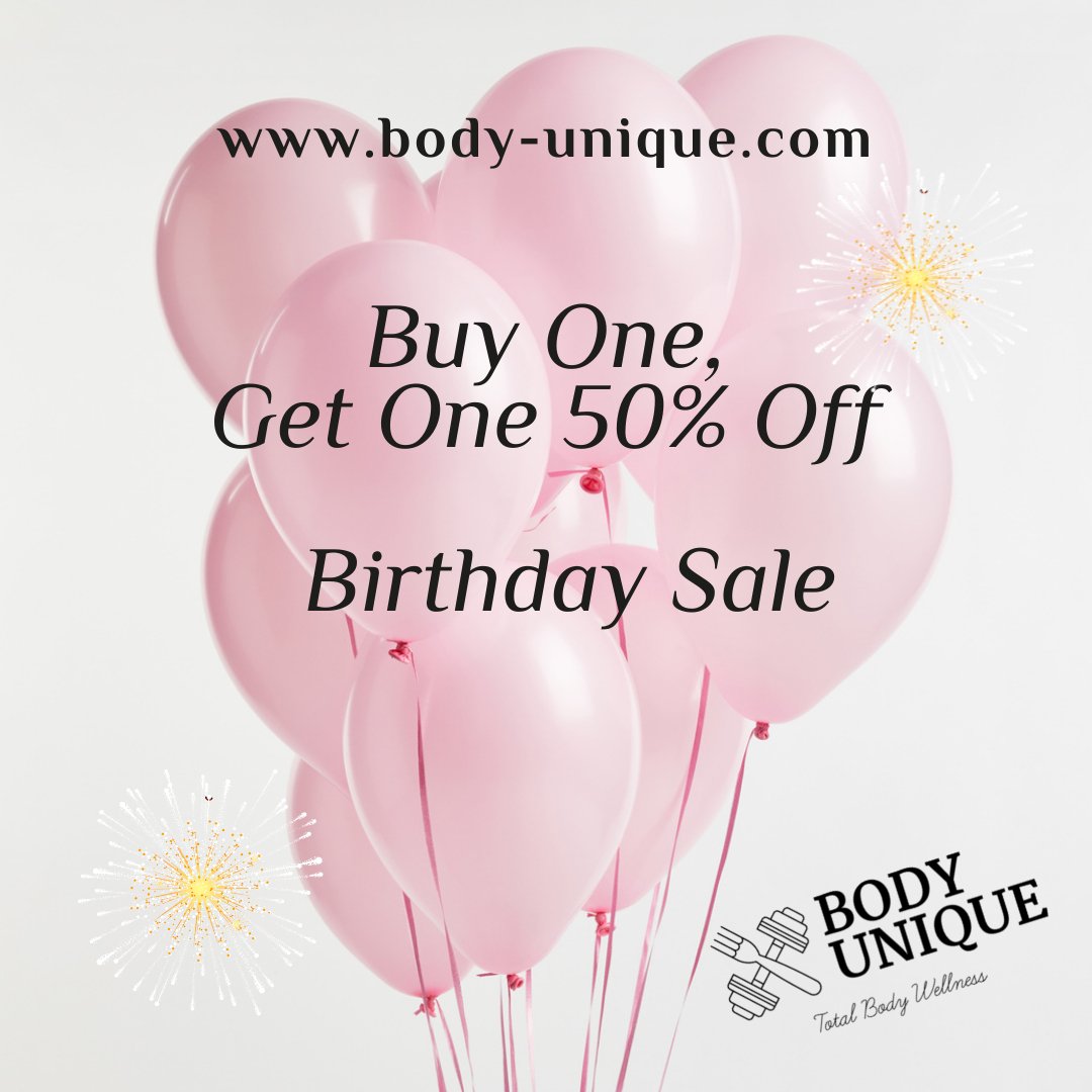 The Body Unique Birthday Sale in full effect!

Buy One, Get One 50% Off

No code necessary 

Just stop by and shop!

The Body Unique Shop at body-unique.com 

#bodyunique
#5yearsold
#birthday
#sale
#fitnessgear
#้homeandliving