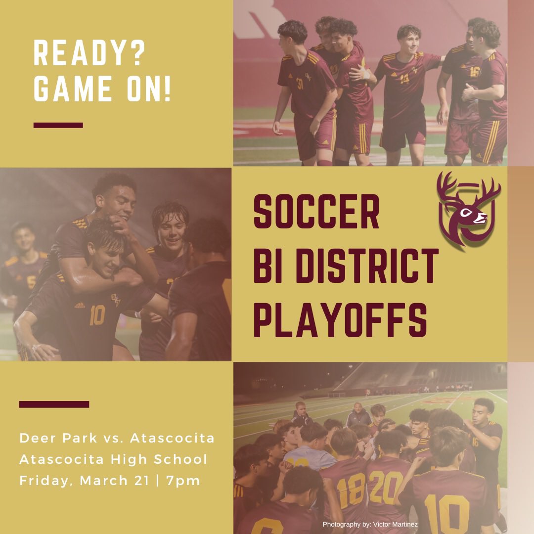 Today is the day!
Bi-District Playoffs

🆚Atascocita Eagles
📍Atascocita High School
⏱️ 7:00 PM