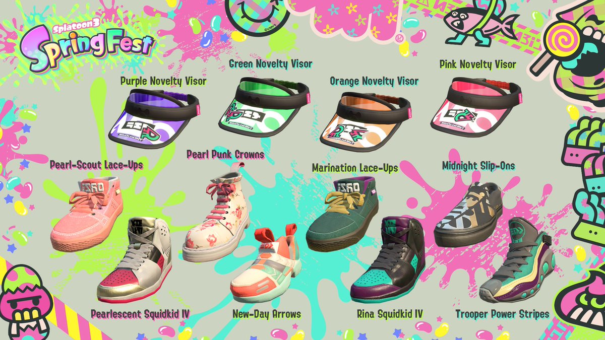 To celebrate Spring Fest, we're opening the archives and making the Spring Fest gear from Splatoon 2 available once again!

Claim yours from the lobby terminal after launching the game from the latest Splatoon 3 news article on your Nintendo Switch device.