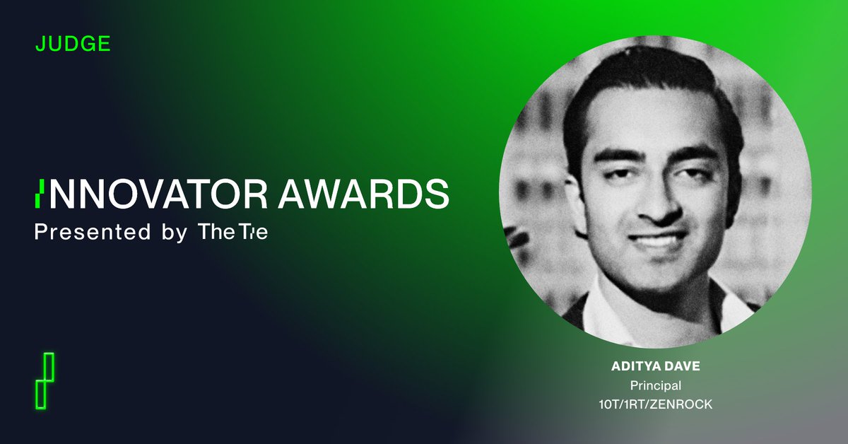TheTieIO's tweet photo. Thrilled to announce @ad1_onchain, Principal at @10TFund /@1RTPartners/ @OfficialZenrock, as a judge for The Innovator Awards.

With deep expertise in digital assets, Aditya and his team invest in the most transformative projects shaping the future of blockchain and finance. https://t.co/J6IpdOcOJQ