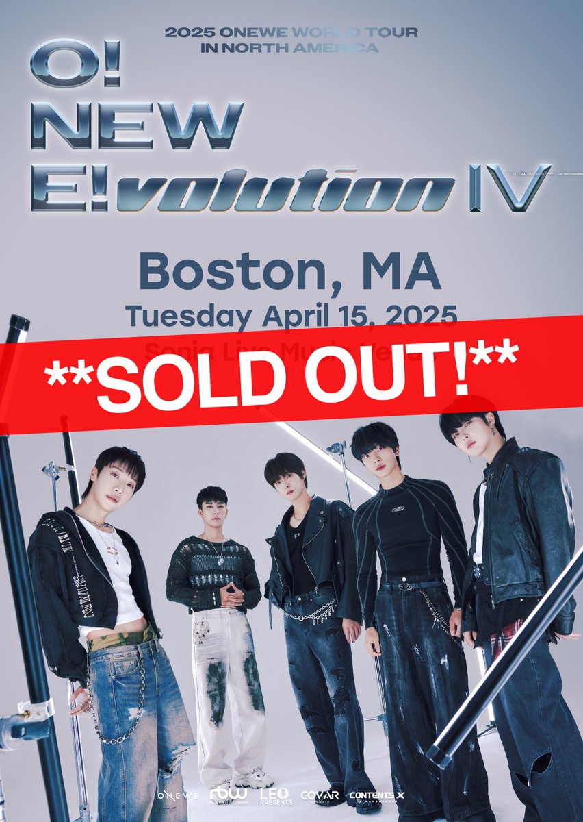 LeoPresents's tweet photo. [#NOTICE] @official_ONEWE ‼️

Boston, MA is now SOLD OUT.

Kansas City is now under a Low Ticket Warning. This show may sell out.

2025 ONEWE WORLD TOUR
'O! NEW E!volution IV' IN NORTH AMERICA

𝐆𝐄𝐓 𝐓𝐈𝐂𝐊𝐄𝐓𝐒: https://t.co/CccutQ5rms

#원위 #ONEWE #O_NEW_Evolution 
#ONEWE_WORLDTOUR 
#2025_ONEWE_WORLD_TOUR