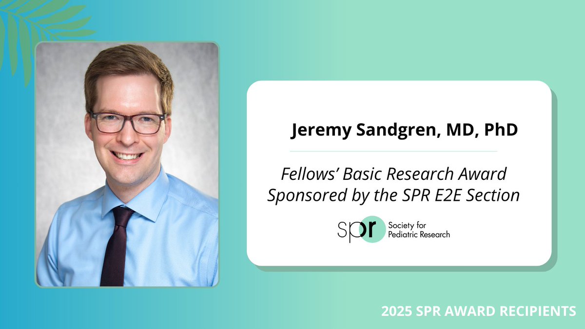 Congratulations to Dr. Jeremy Sandgren <a href="/jeremysandgren/">Jeremy Sandgren, MD PhD</a>, one of this year's recipients of the 2025 SPR Basic Research Award for Fellows Sponsored by the Emerging to Established (E2E) Section. <a href="/E2E_spr/">SPR Emerging to Established (E2E) Section</a> <a href="/uiowa/">University of Iowa</a>

Read more: ow.ly/VC6950VjWLG