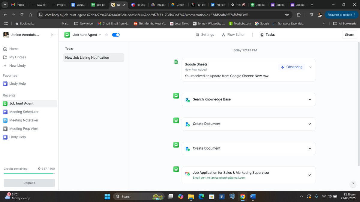 jayphapha's tweet photo. AI-Powered Automation Agent (Lindy)  to create a job specific cv and cover letter. @alx_africa 
#ALX_AFRICA #AIPoweredautomation #Automation https://t.co/0qSHY2ktK7