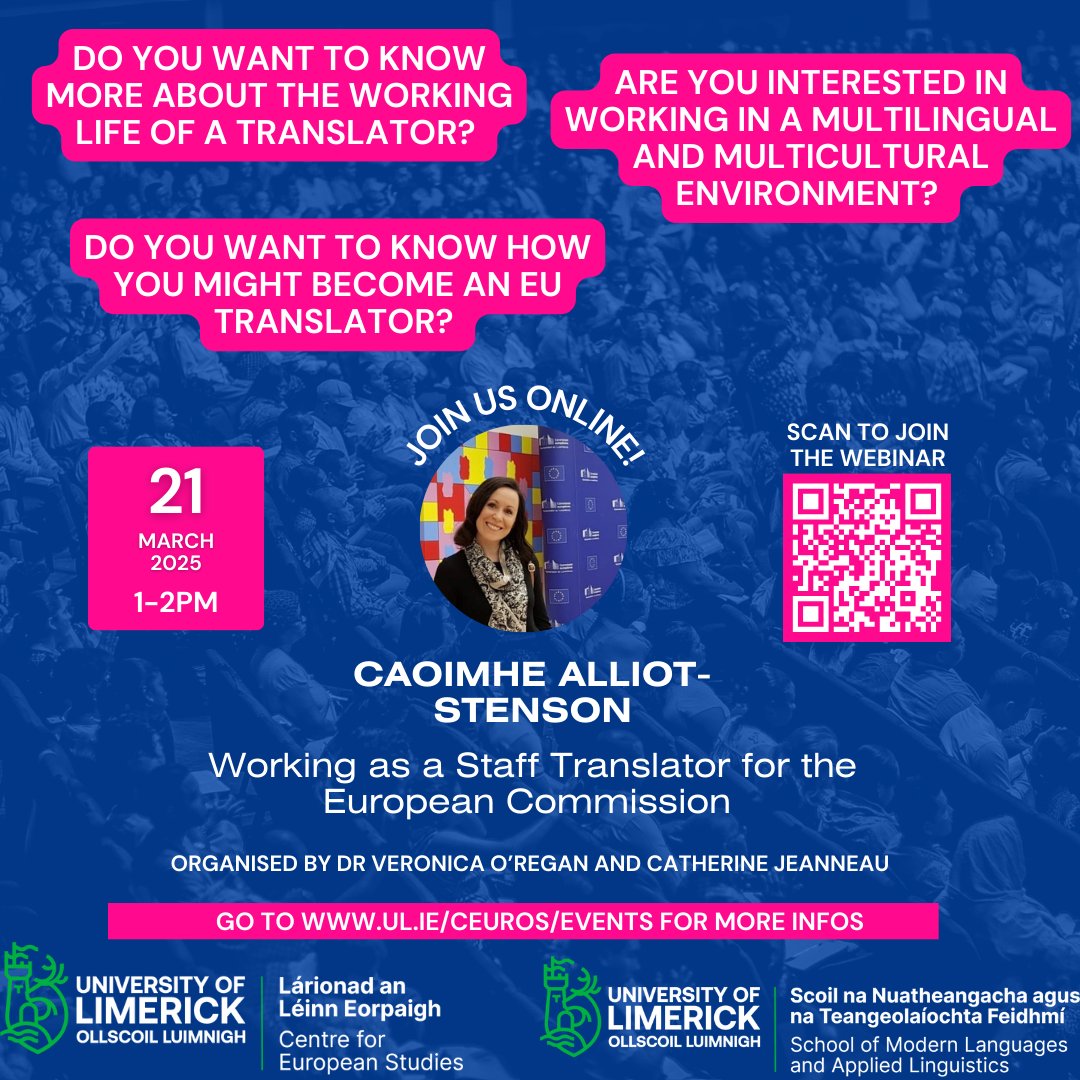 Join us for our first instalment of our career talk series, organised by Dr Veronica O’Regan and Catherine Jeanneau. ul.ie/ceuros/events/…