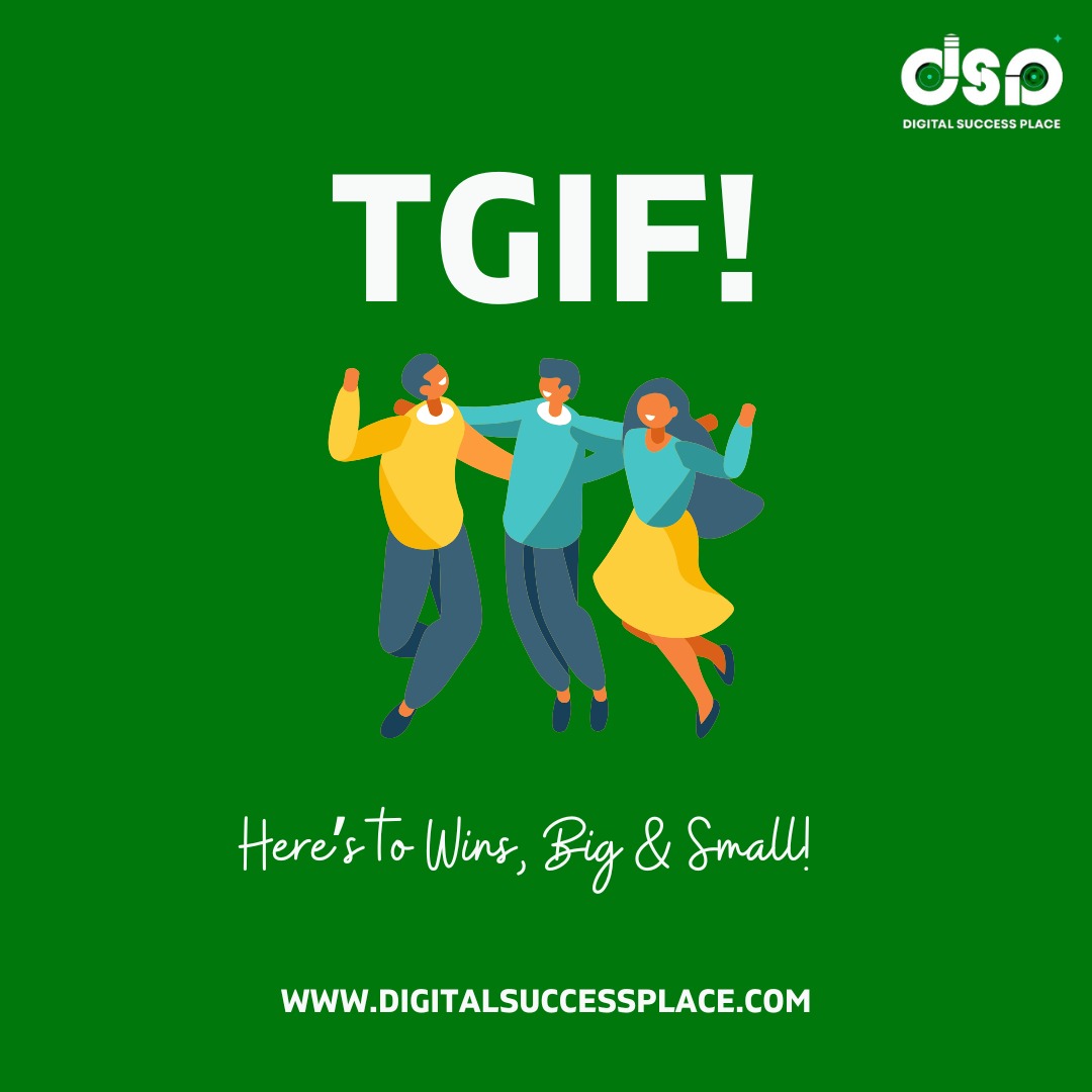 OfficialDSPlace's tweet photo. TGIF!!

Here is to wins, whether big or small. Have a blissful weekend.

#digitalsuccessplace #tgif https://t.co/0En1f6wE43