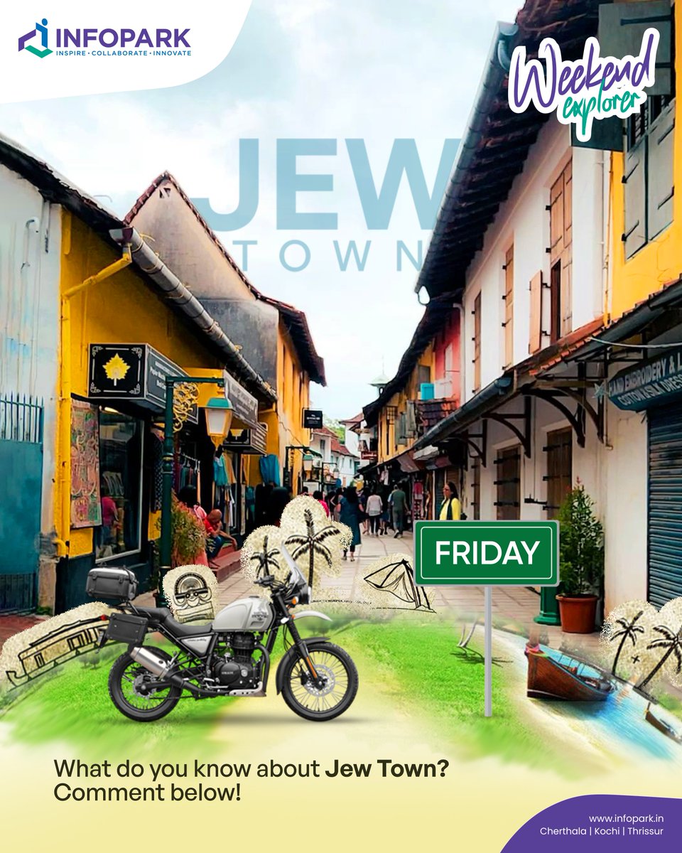InfoparksKerala's tweet photo. Explore the scenic gems near our workspace!
Nestled in the heart of Mattancherry, Kochi, Jew Town is a must-visit destination for travelers seeking a blend of history, culture, and vibrant local experiences.
#WeekendExplorer #JewTown #KochiJewTown #TravelKochi #Infopark https://t.co/gmEqZCoYSf