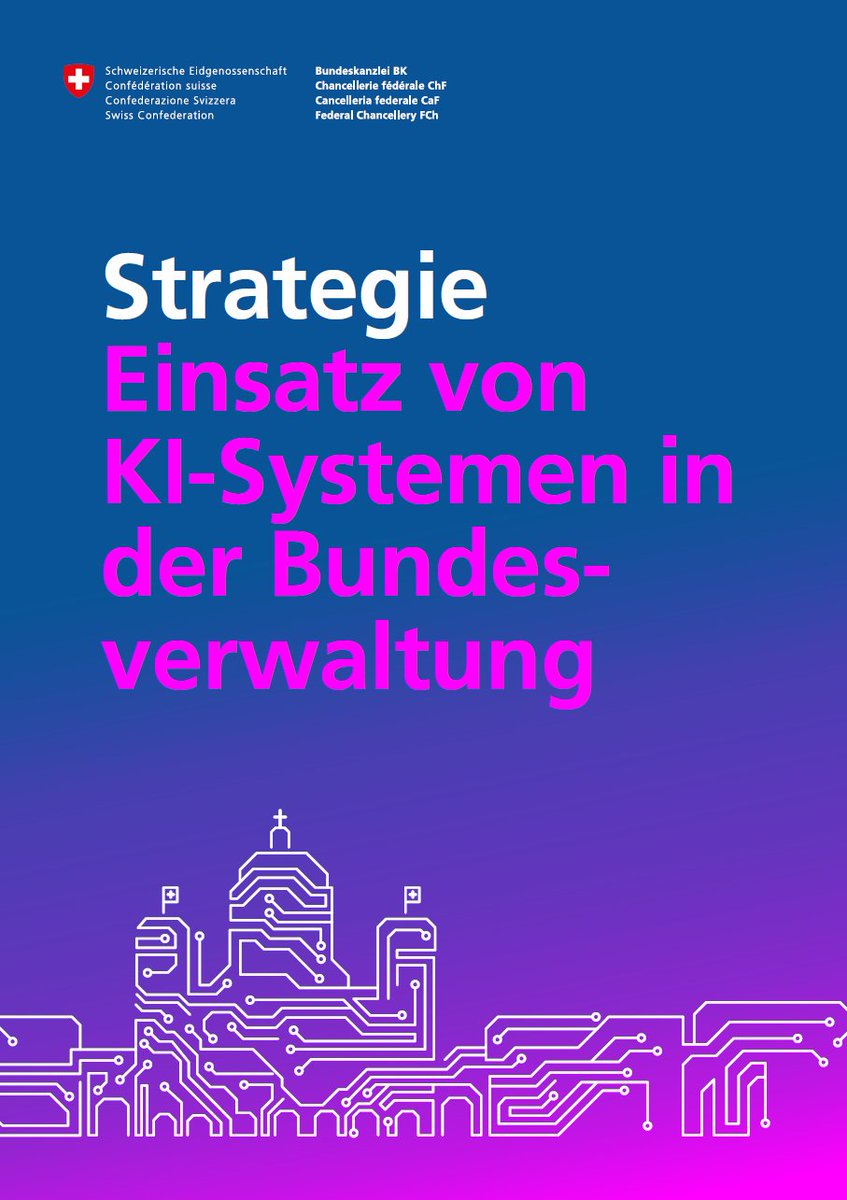 #KI prägt unsere Welt und beeinflusst auch viele Aufgaben des Bundes.
Nun hat der Bund eine Strategie erstellt für den Einsatz von KI-Systemen in der #Bundesverwaltung.

👉Medienmitteilung: bit.ly/4irBOCI
👉digital.swiss
👉KI-Strategie: bit.ly/4iv0quw