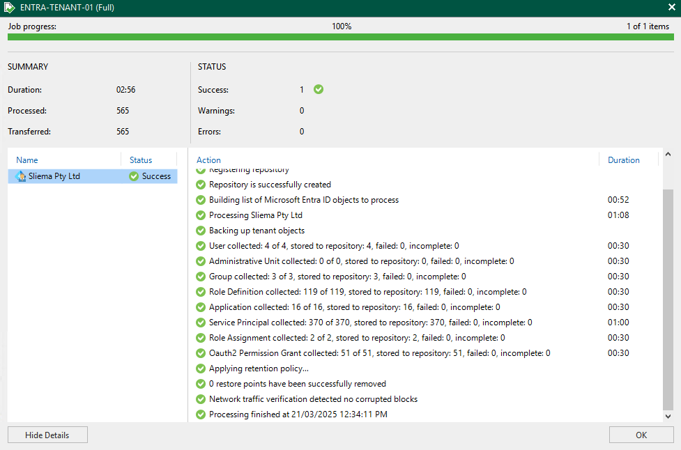 anthonyspiteri's tweet photo. Protecting my EntraID tenancy with @Veeam Backup & Replication 12.3.1 because even a small, personal Active Directory should be protected... 

Also coming to our Veeam Data Cloud providing ultimate Enterprise or BaaS choice to our customers.

https://t.co/J0jssyI4EA