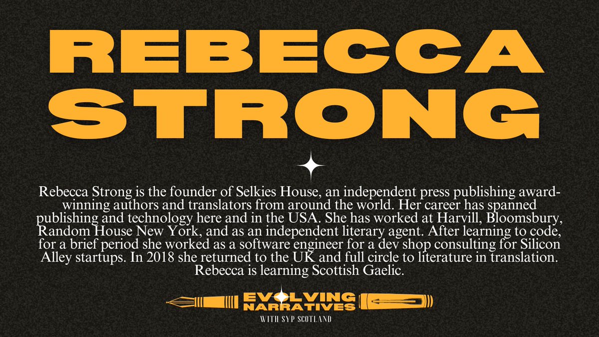 SYP Scotland (@sypscotland) on Twitter photo Next we welcome Rebecca Strong as a guest! Find out more about Selkies House <a href="/SelkiesHouse/">Selkies House</a>
Get your tickets at the link in our bio 🎉🎉🎉
#sypscotcon25 #sypscotland #literatureconference #publishingconference Next we welcome Rebecca Strong as a guest! Find out more about Selkies House <a href="/SelkiesHouse/">Selkies House</a>
Get your tickets at the link in our bio 🎉🎉🎉
#sypscotcon25 #sypscotland #literatureconference #publishingconference