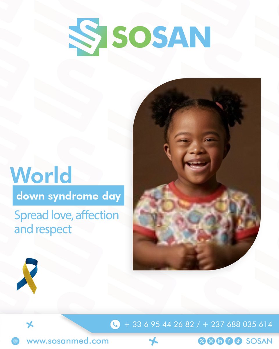 SosanOfficiel's tweet photo. 📢 Journée mondiale de la Trisomie 21 💙💛   Chaque personne mérite amour, respect et inclusion. Engageons-nous à bâtir un monde plus bienveillant pour tous ! 🌍💖

💬 Partagez ce message pour sensibiliser et promouvoir l’égalité.   📲 Téléchargez l’appli SOSAN pour des soins de https://t.co/WDTahfPO92