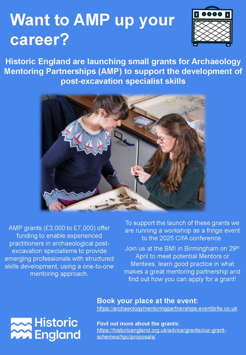 HE Archaeology (@he_archaeology) on Twitter photo 📢 Funding for experienced #archaeology post-ex specialists to mentor junior/new professionals!
<a href="/HistoricEngland/">Historic England</a> is launching Archaeology Mentoring Partnership grants of £3,000 to £7,000.
Go online to read the guidance and complete the application form bit.ly/AMPgrants 📢 Funding for experienced #archaeology post-ex specialists to mentor junior/new professionals!
<a href="/HistoricEngland/">Historic England</a> is launching Archaeology Mentoring Partnership grants of £3,000 to £7,000.
Go online to read the guidance and complete the application form bit.ly/AMPgrants