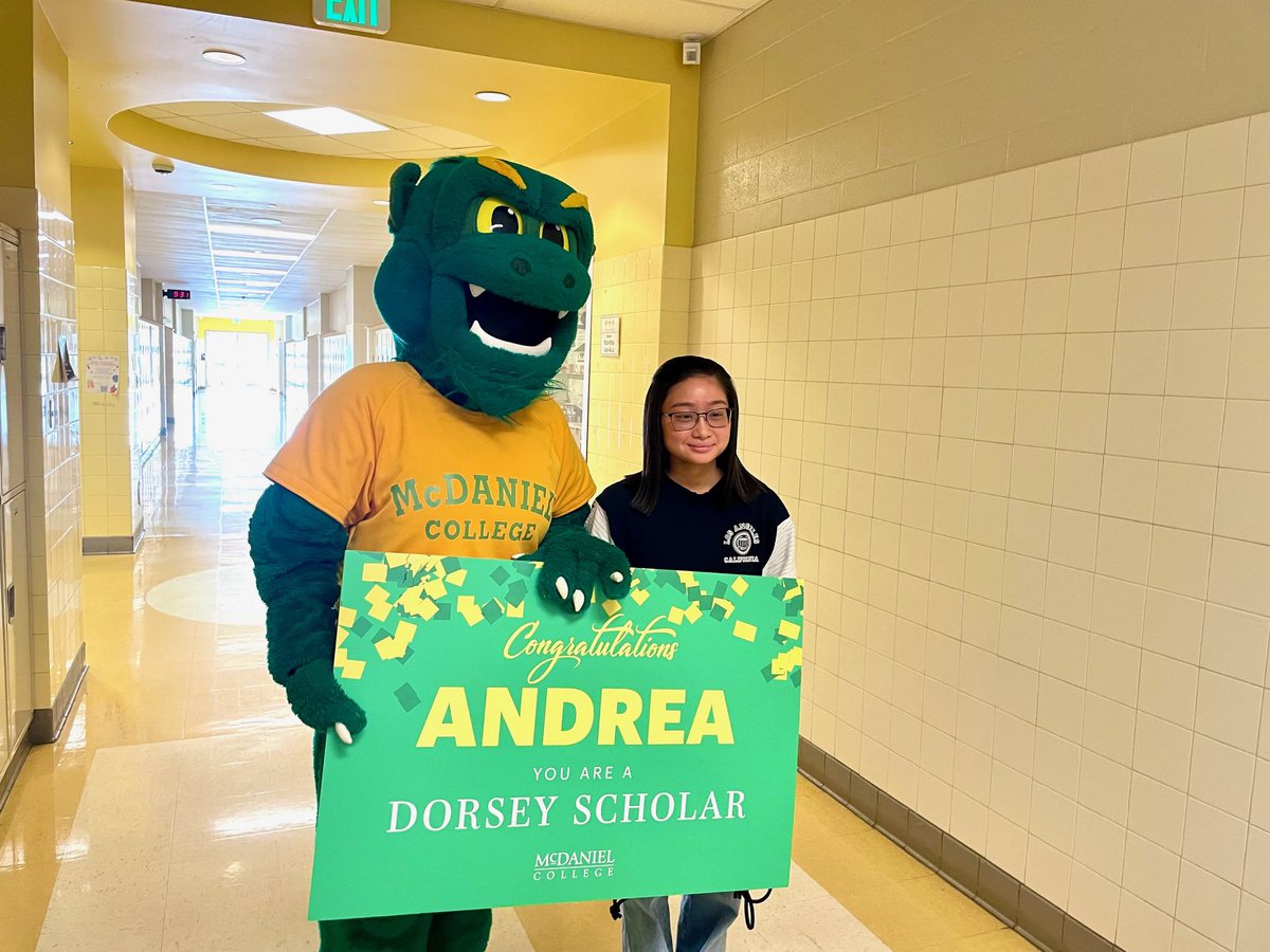 FCPSMaryland's tweet photo. Every Friday, we aim to share stories meant to spread positivity, celebrate achievements, and inspire our community!

Yesterday, McDaniel College visited Linganore High School senior Andrea Dechosa and Catoctin High senior Kaitlyn Bartlett to surprise them with the news that they had earned a full scholarship to attend McDaniel College.
 
Congratulations, Andrea and Kaitlyn!
#FeelGoodFridays