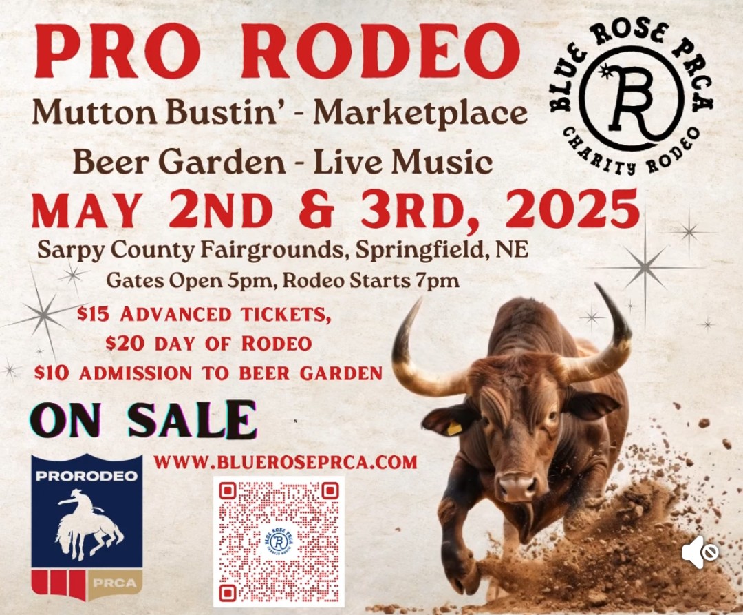Pro Rodeo May 2-3 at Sarpy County Fairgrounds in Springfield, NE
#Nebraska #Rodeo
