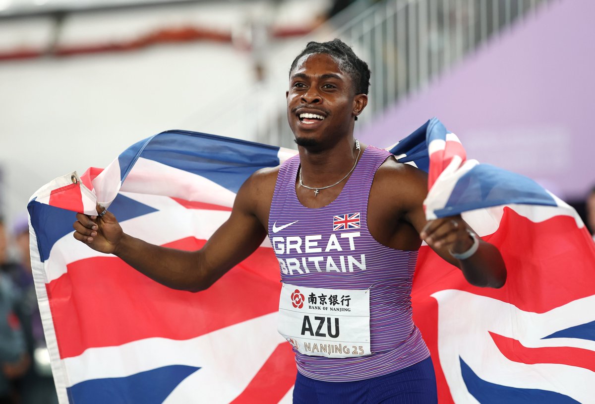 BritAthletics's tweet image. Our world champion 🫶

@Jeremiah_Azu you are that guy 😍

#WorldIndoorChamps