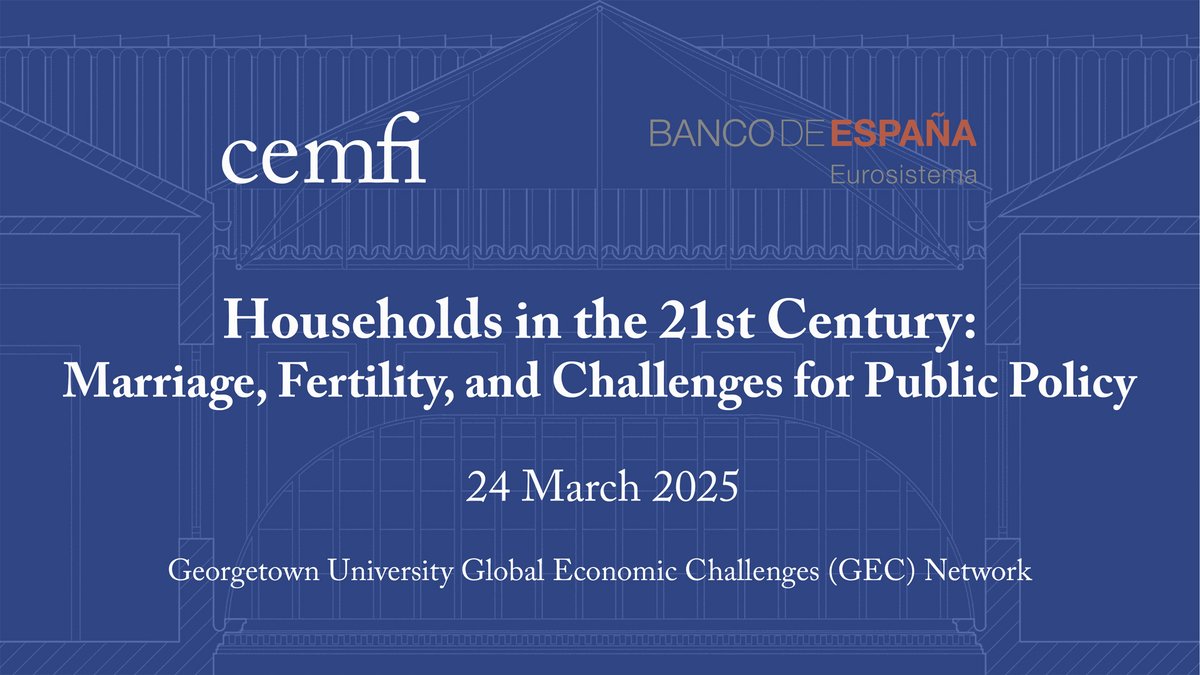 CEMFI (@cemfinews) on Twitter photo Workshop on “Households in the  21st Century: Marriage, Fertility, and Challenges for Public Policy” will be held on Monday 24 March at CEMFI
cemfi.es/all_news_blog_… Workshop on “Households in the  21st Century: Marriage, Fertility, and Challenges for Public Policy” will be held on Monday 24 March at CEMFI
cemfi.es/all_news_blog_…