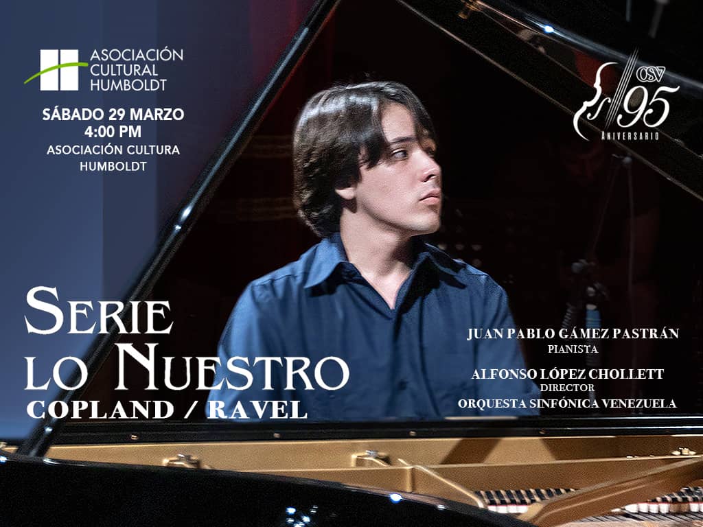 Orquesta Sinfónica Venezuela (@sinfonicadevzla) on Twitter photo 🎶✨ Ravel y Copland con la OSV
La Orquesta Sinfónica Venezuela celebra sus 95 años con un concierto especial este 29 de marzo en la <a href="/Asohumboldt/">Asociación Cultural Humboldt</a>.
🎻 Dirige: <a href="/alfonsolopezch/">Alfonso Lopez Chollett</a>
🎹 Solista: Juan Pablo Gámez
🎟️ Entradas en taquilla o infoasohumboldt@gmail.com
¡Te esperemos! 🎶✨ Ravel y Copland con la OSV
La Orquesta Sinfónica Venezuela celebra sus 95 años con un concierto especial este 29 de marzo en la <a href="/Asohumboldt/">Asociación Cultural Humboldt</a>.
🎻 Dirige: <a href="/alfonsolopezch/">Alfonso Lopez Chollett</a>
🎹 Solista: Juan Pablo Gámez
🎟️ Entradas en taquilla o infoasohumboldt@gmail.com
¡Te esperemos!
