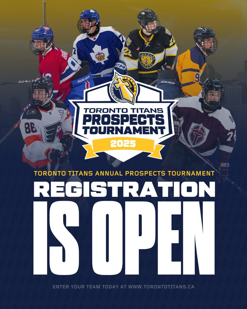 🚨 Registration is NOW OPEN! 🚨

The Toronto Titans are proud to present the 17th Annual Prospect Tournament! 🏒🔥

📍 U16 AAA &amp; U18 AAA Divisions
📅 September 23rd - 28th, 2025
💸 Early Bird Discounts (before July 1st):

🔗 TorontoTitans.ca