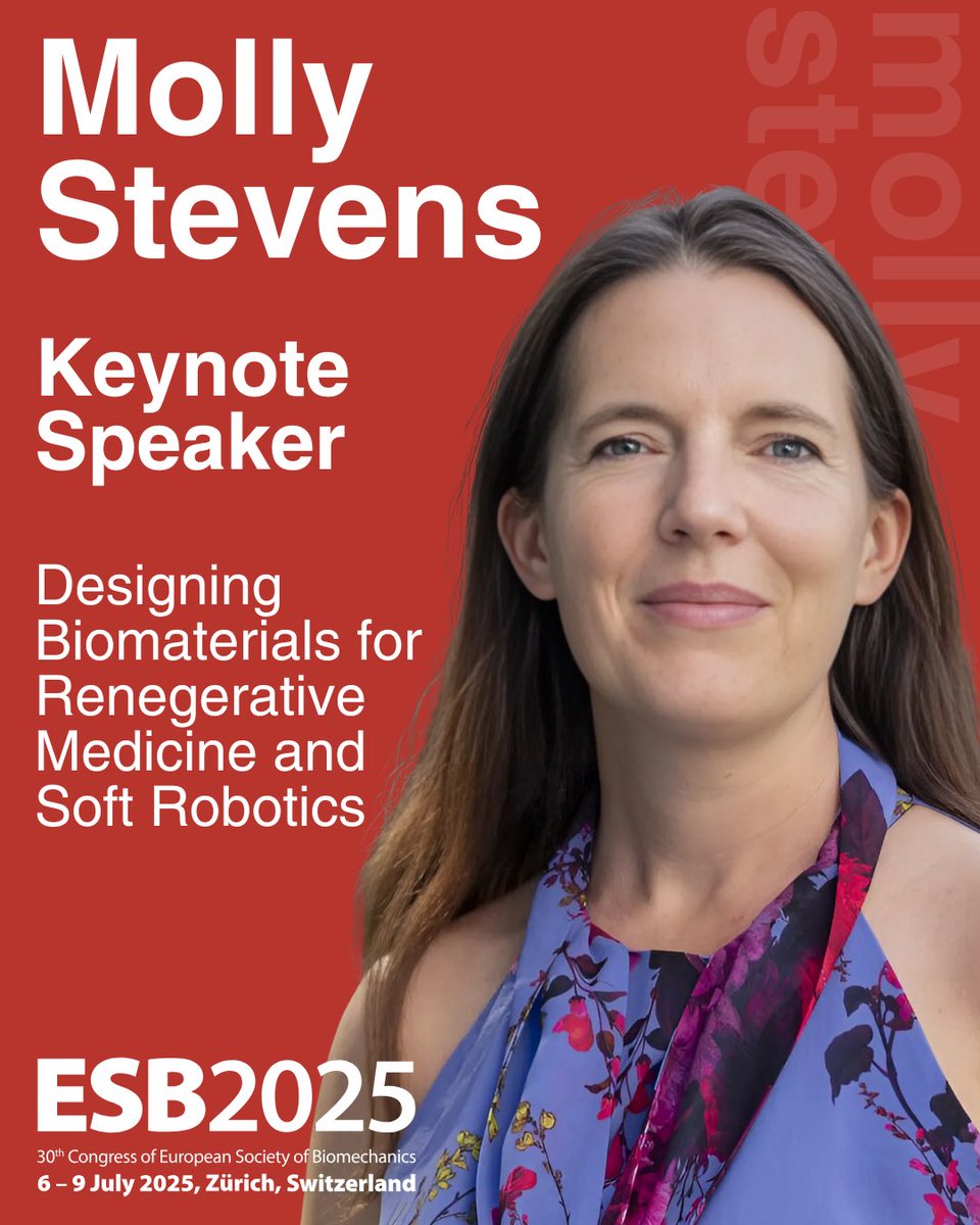 🔬 How are biomaterials and soft robotics shaping the future of regenerative medicine?
 
At #ESB2025, Prof. Molly Stevens will explore how bioinspired materials, nanotherapeutics, &amp; 3D tissue-mimicking structures are revolutionizing healthcare! Don’t miss this keynote in Zürich!