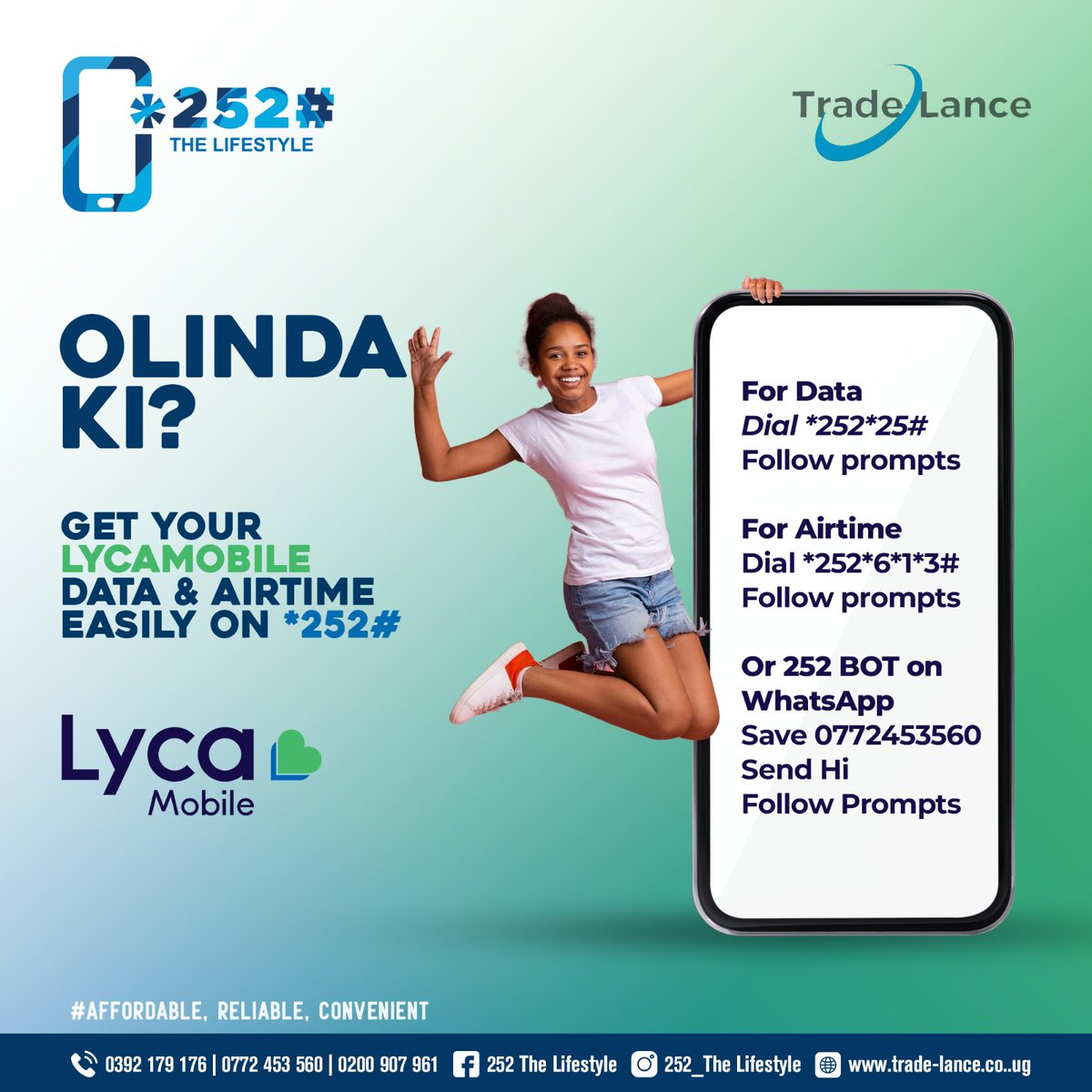 252thelifestyle's tweet image. Olinda Ki? Get your @LycamobileUG data Dial *252*25# or air time Dial *252*6*1*3# #affordable #reliable #convenient