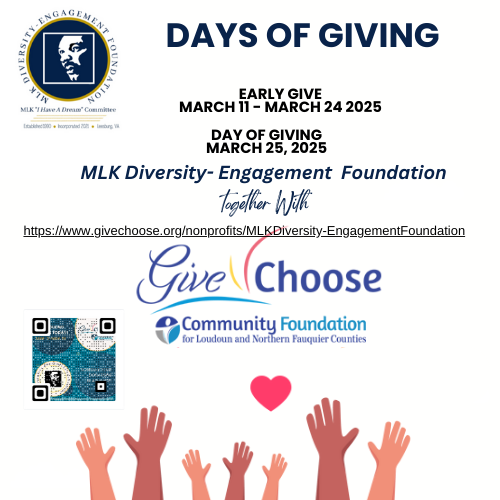 MLKMarch's tweet image. Just a few days of early giving left for #givechoose2025! Make your early gift today here: 
givechoose.org/nonprofits/MLK…
Official Give Day is March 25! Help us reach our goal of $2,000 to support the Foundation's scholarship program and our work in the community.