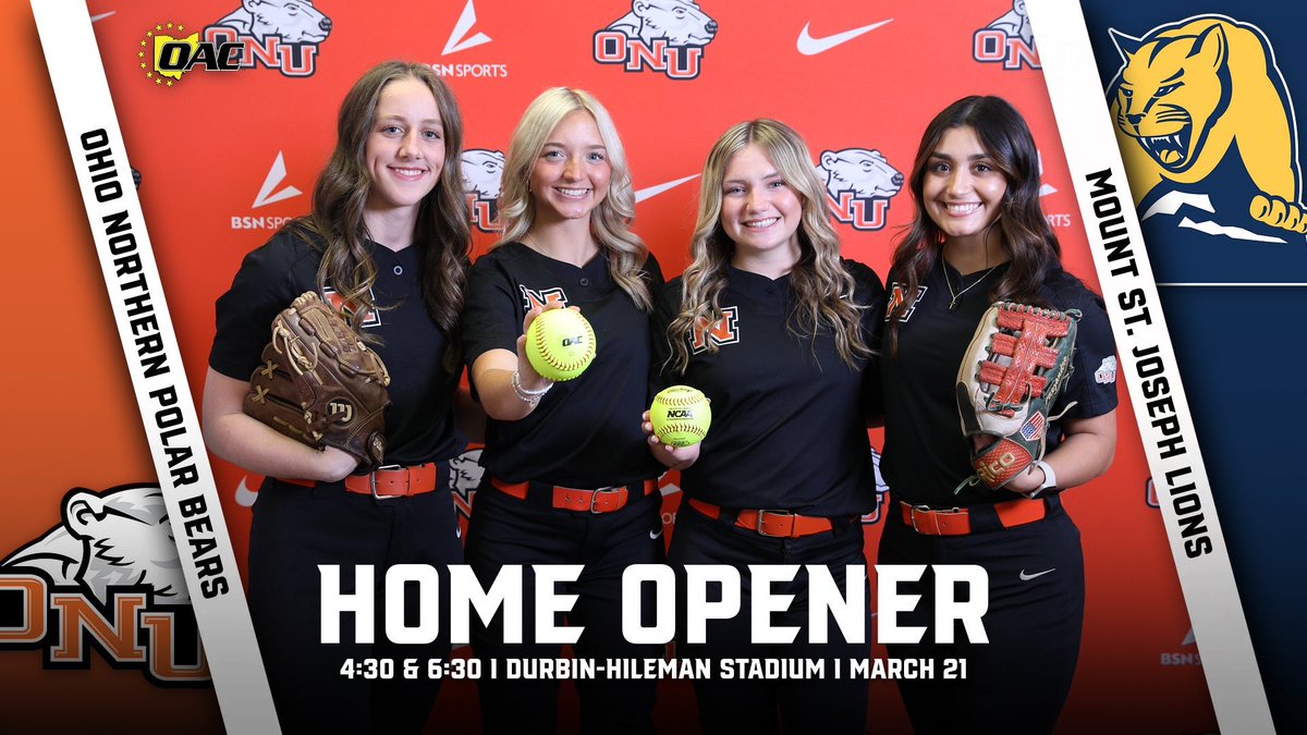 ONUSoftball's tweet image. ITS GAMEDAY IN ADA! 🐻‍❄️🥎

🆚Mount St. Joseph 
📍Home at Durbin-Hileman Stadium 
⏰4:30 &amp;amp; 6:30