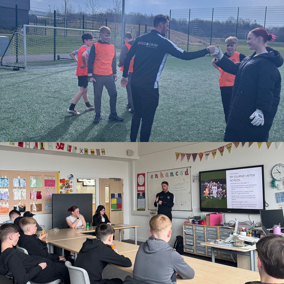 Miss Fellenger (@missfellengerpe) on Twitter photo 👏🏻Massive thank you to Euan <a href="/GoldandGraySA/">Gold & Gray Soccer Academy</a> who joined our Pitchin In group today.
⚽️ Discussing his career, utilising the network around you, continually looking to improve & reflecting on mistakes.
💭Pupils were extremely engaged in discussions around their next steps. 👏🏻Massive thank you to Euan <a href="/GoldandGraySA/">Gold & Gray Soccer Academy</a> who joined our Pitchin In group today.
⚽️ Discussing his career, utilising the network around you, continually looking to improve & reflecting on mistakes.
💭Pupils were extremely engaged in discussions around their next steps.
