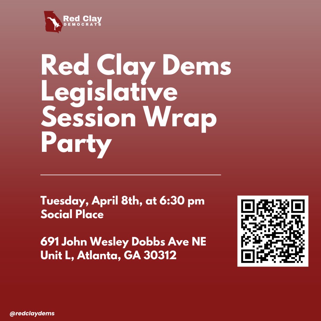 redclaydems's tweet photo. Please Join us on Tuesday, April 8th, 6:30 pm at Social Place (on the beltline next to Ladybird) for Our 2025 Legislative Session Wrap party!

Register here https://t.co/FyIfhsjFd8 https://t.co/e1b46kAlyz