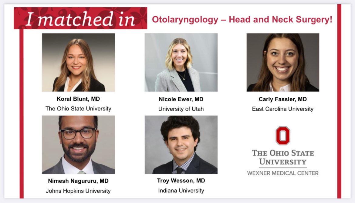 Brad deSilva, MD (@osuvoicedr) on Twitter photo Thrilled to welcome these 5 physicians to our department today <a href="/OSUWexMed/">The Ohio State University Wexner Medical Center</a> <a href="/OhioStateENT/">Ohio State Otolaryngology - HNS</a> Buckeyes for life! #Match2025 Thrilled to welcome these 5 physicians to our department today <a href="/OSUWexMed/">The Ohio State University Wexner Medical Center</a> <a href="/OhioStateENT/">Ohio State Otolaryngology - HNS</a> Buckeyes for life! #Match2025