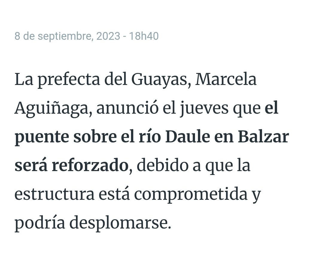 MemesDelMijinOr's tweet photo. En el 2024 la prefectura del Guayas a cargo de Marcela Aguiñaga dijo que iban a invertir $2.5 millones en reforzar el puente que se cayó esta semana en Daule y ahora la prefecta dice que nunca han sido notificados del problema del puente 🫤
Otra inepta igual al Chimichurri https://t.co/GPi0DSeHRf