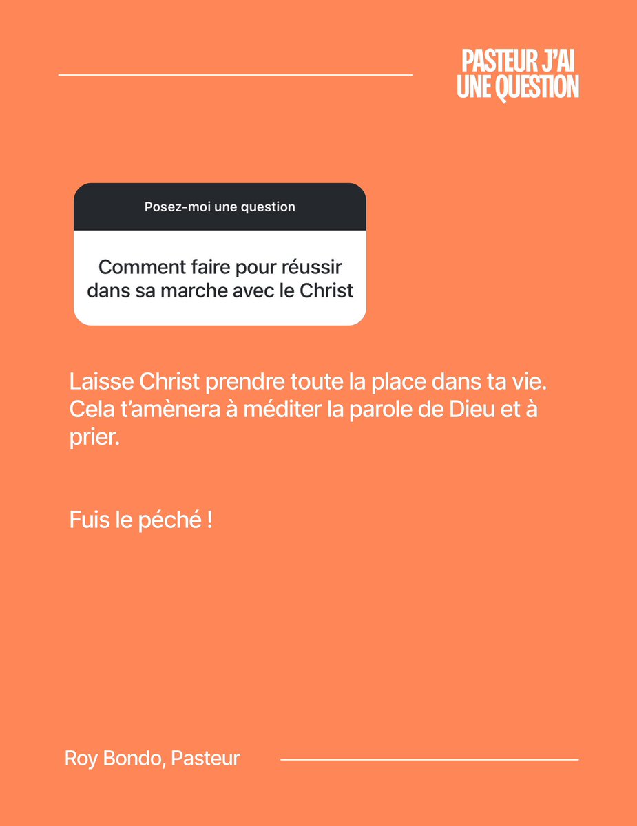 RBMinistry's tweet photo. “Pasteur, j’ai une question…”

Par la grâce de Dieu, j’ai répondu à quelques questions posées sur Instagram. Je crois que cela peut vous édifier.

Avez-vous aussi une question ? N’hésitez pas à la poser en commentaire.

#roybondo #rbministries #rbministry #poseunequestion https://t.co/BDUZE8Ipvv